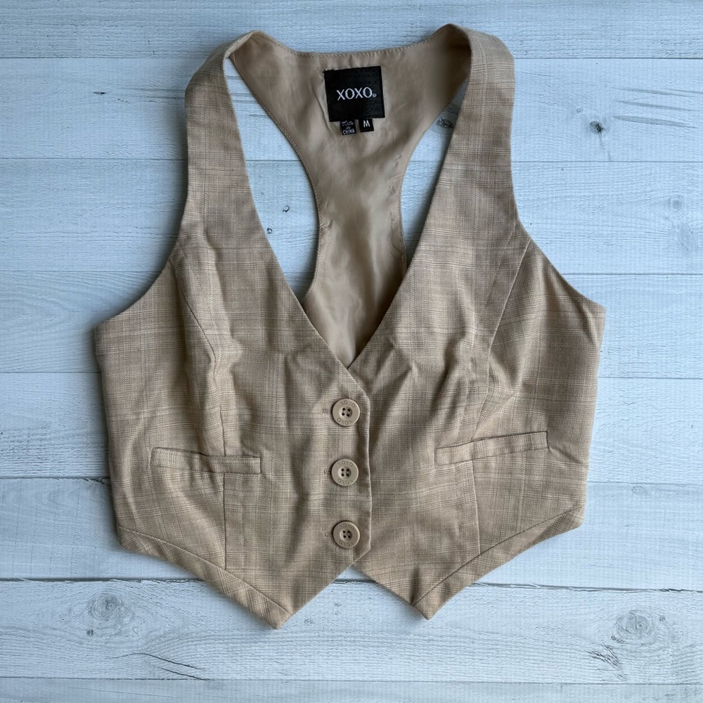 XOXO Women's Beige Buttoned Vest Top M